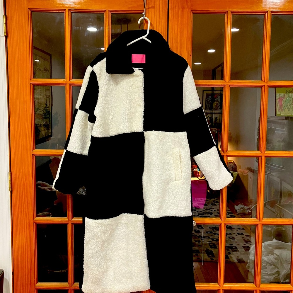 Azalea Wang Check It Teddy Coat-Small NEW